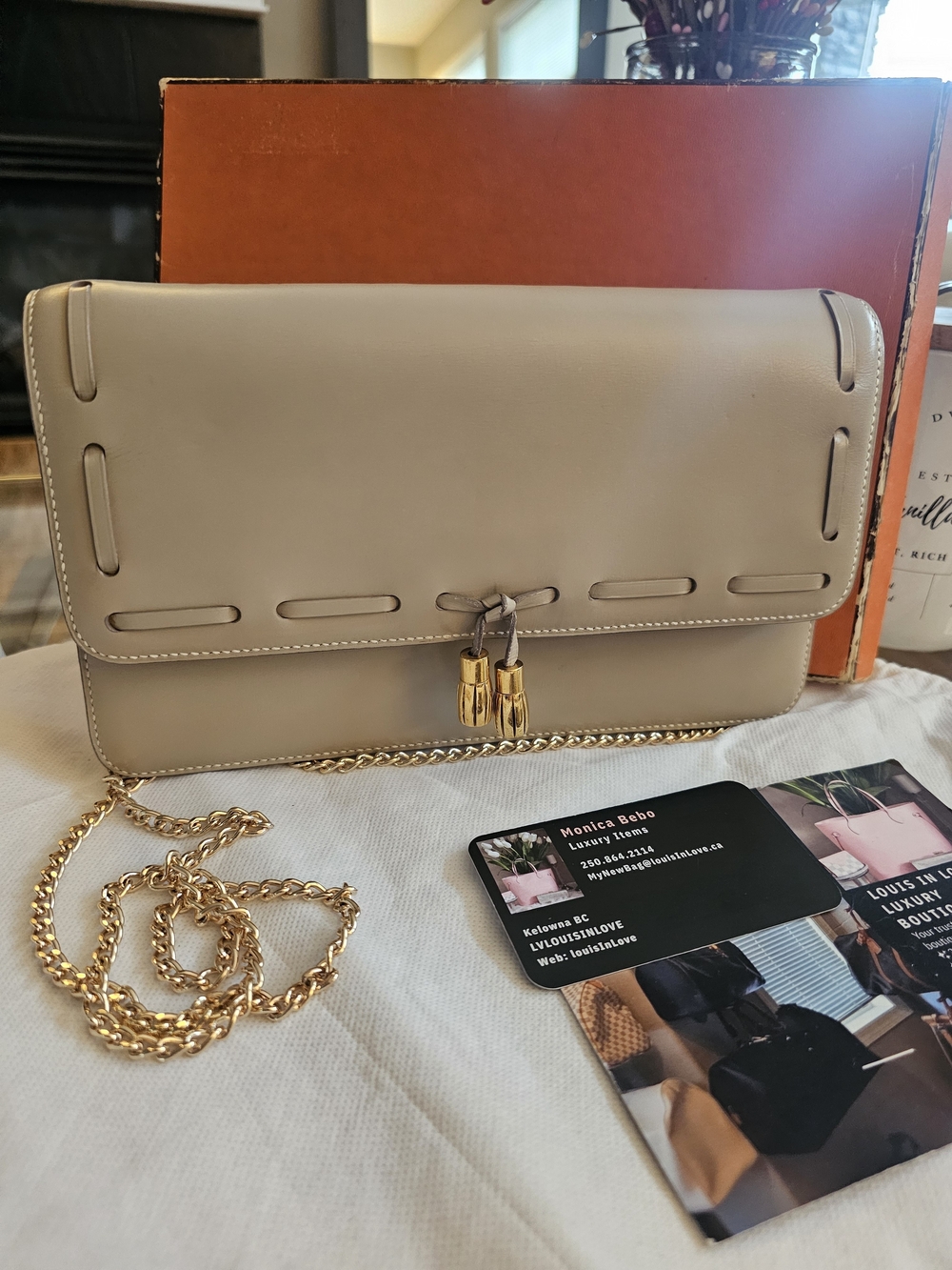 Hermes Clutch With Gold Hardware.